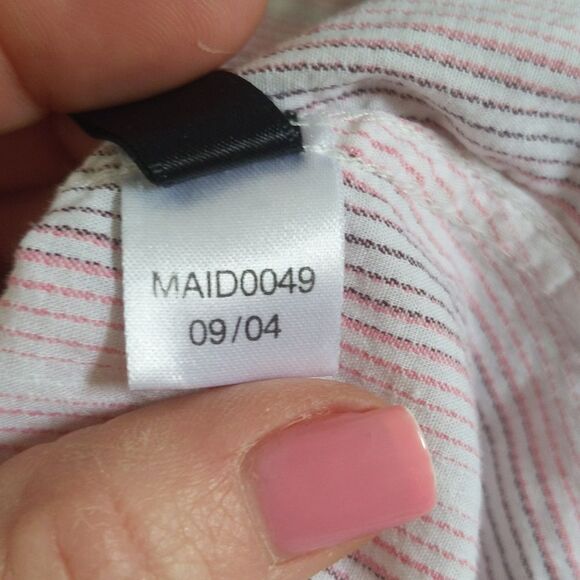 The Limited button down blouse, white pink maroon striped blouse, M - Picture 5 of 5